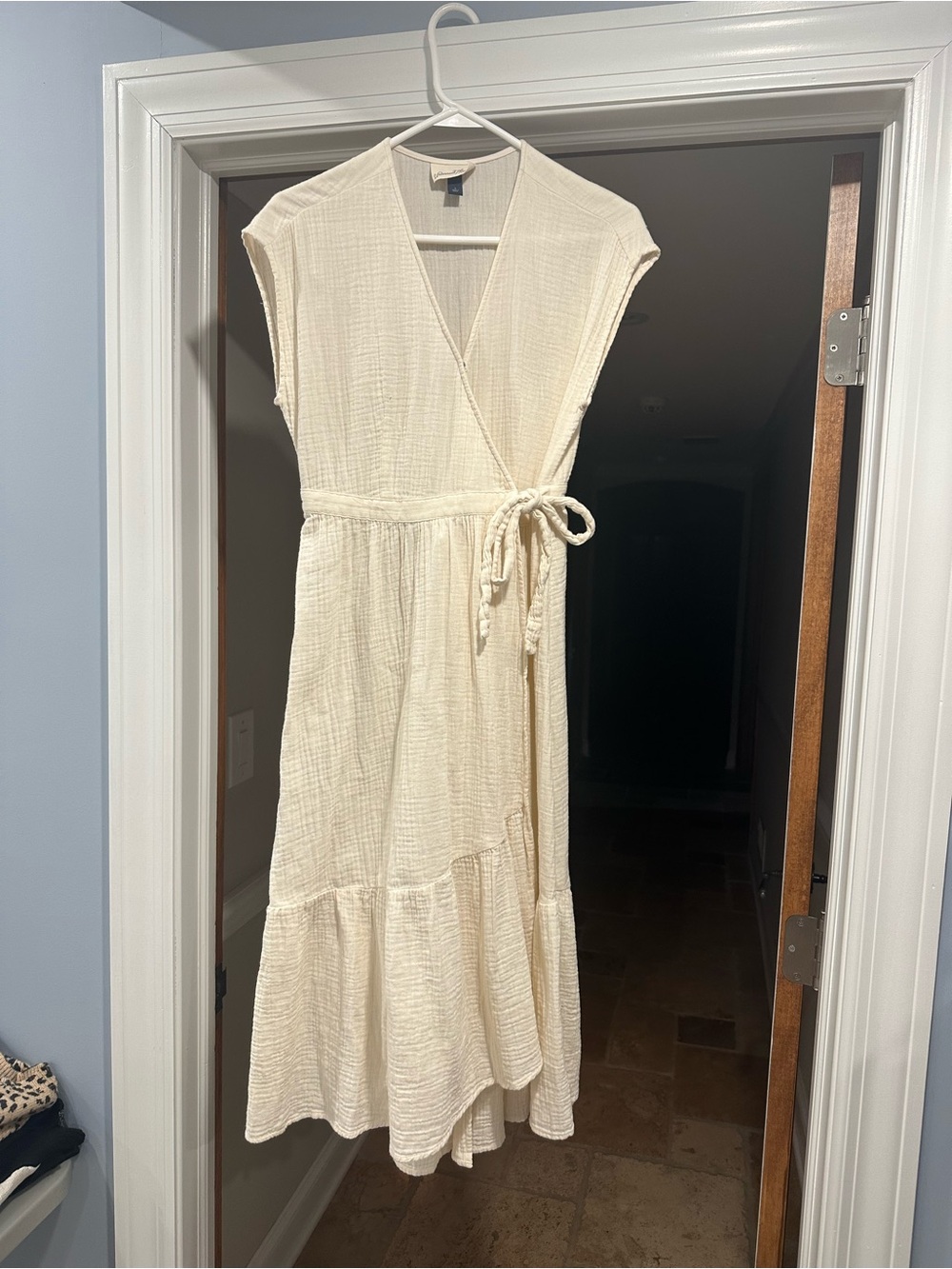 Universal Thread- Cream Wrap Maxi Dress with Tie Waist